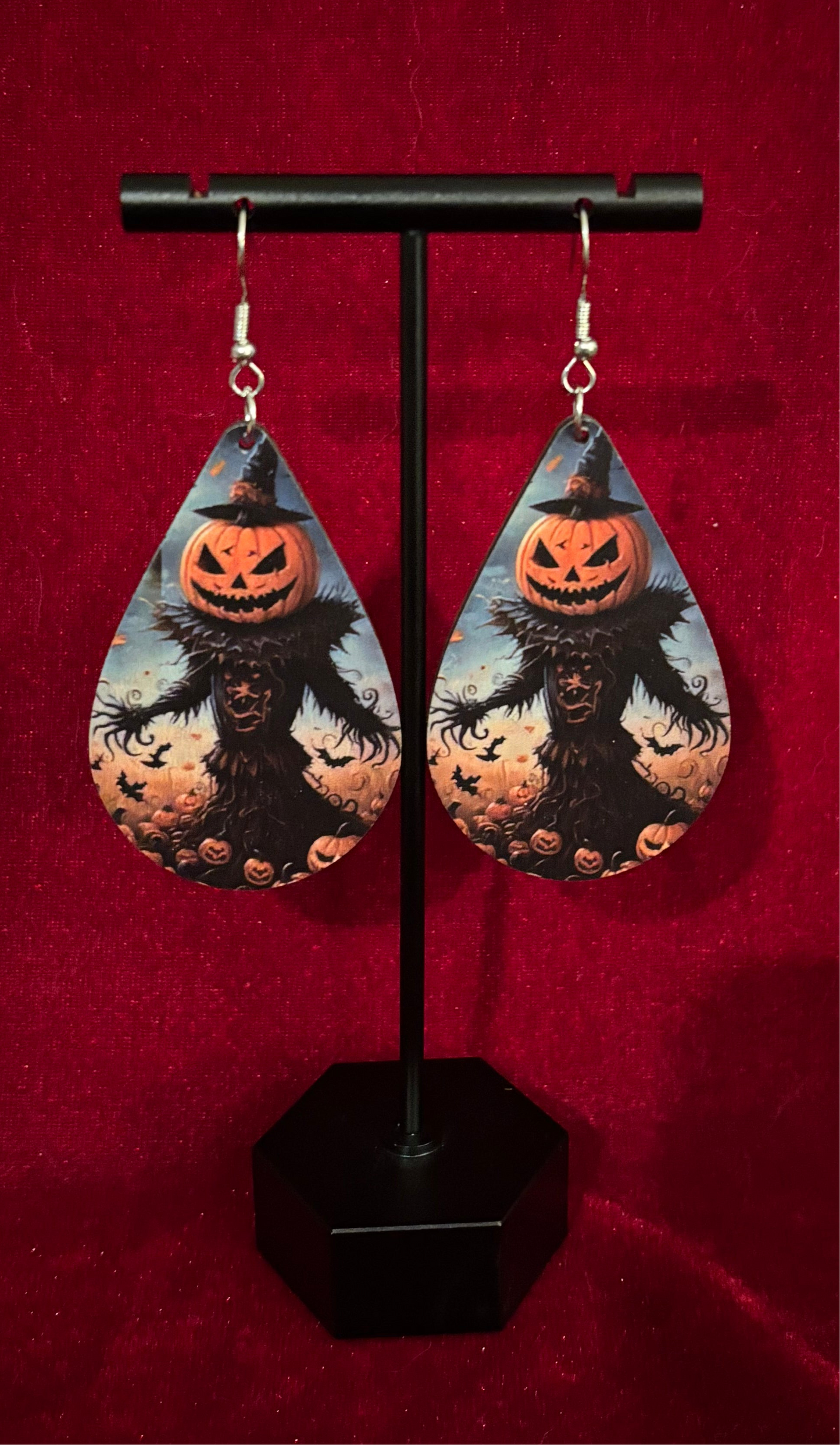 Spooky Pumpkin Skull Earrings