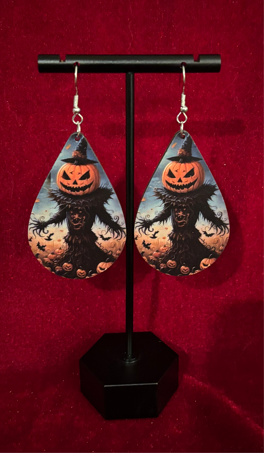 Spooky Pumpkin Skull Earrings