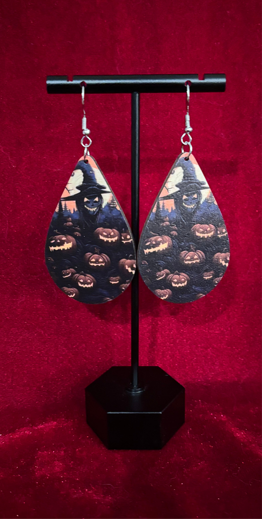 Spooky Pumpkin Skull Earrings