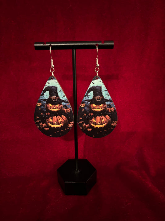 Spooky Pumpkin Skull Earrings