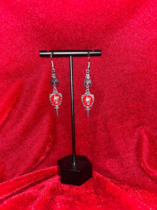 Gothic Halloween Red Heart Earrings