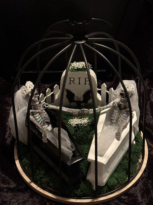 “The Final Kiss of the Brides” - Same Sex Bride Skeleton Terrorarium